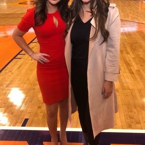 Red Keyhole Work Dress